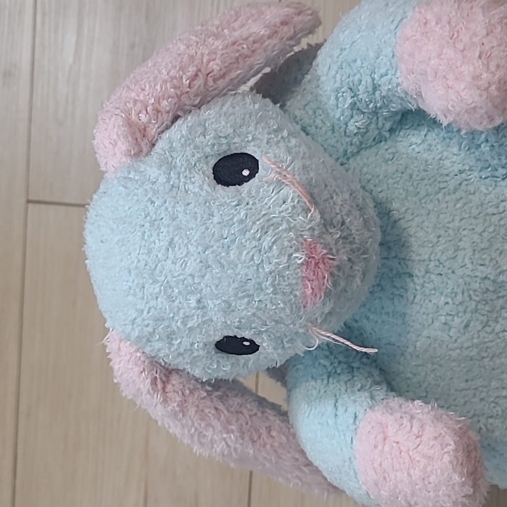 TY 1999 BUNNYBABY BLUE + PINK RATTLE BUNNY PILLOW PAL STUFFED ANIMAL PLUSH SOFT - Picture 2 of 7